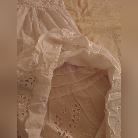 NWT White Cotton LAVANDE-11 Eyelet Lace Adjustable Maxi Sun Dress S / M, 4 / 6 - Picture 8 of 14